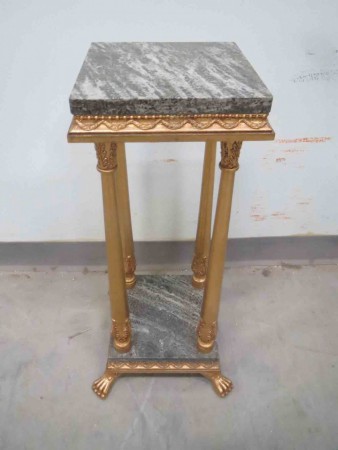 6312 - Stolek na kvetiny zlaceny s mramorem  27 x 27 cm V - 71 cm  -  PRODANO